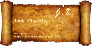 Jank Klaudia névjegykártya